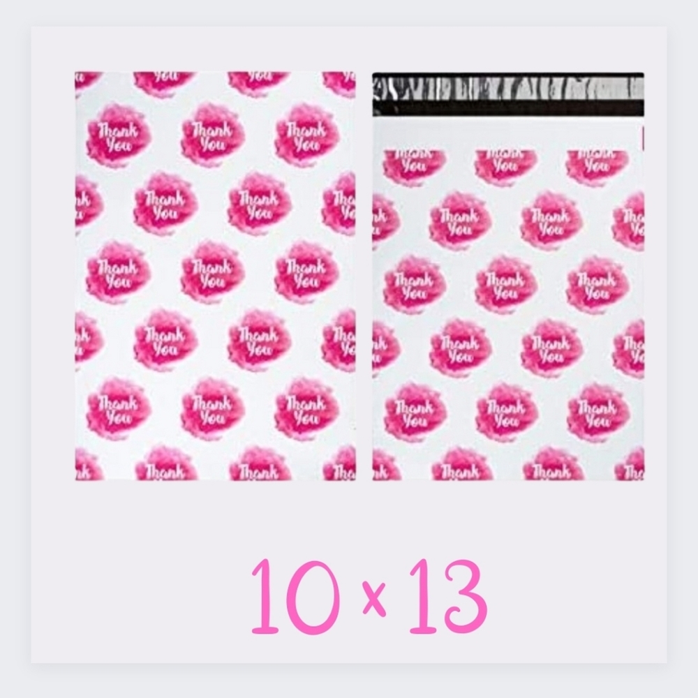 poly mailers 10x13 thank you hot pink